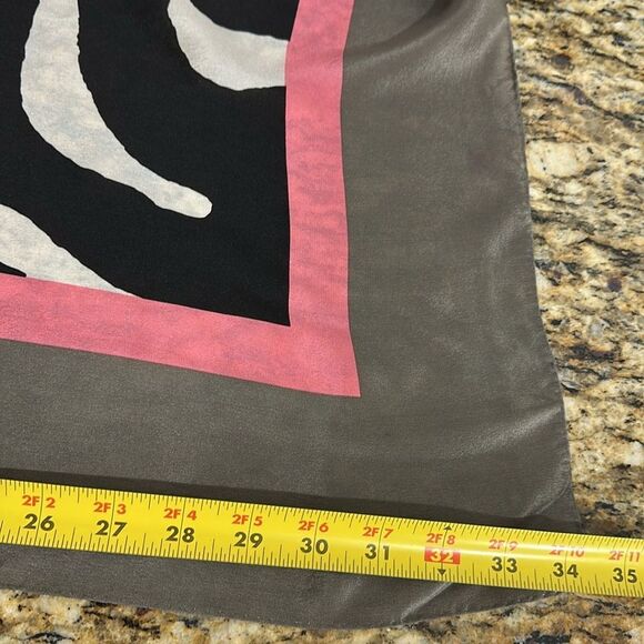 Anne Klein Vintage Hand Rolled Zebra Print Square Scarf - Picture 3 of 4